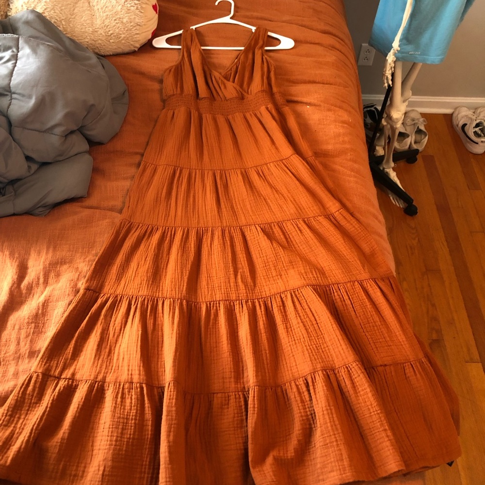 Burnt orange tiered universal thread dress from target size small